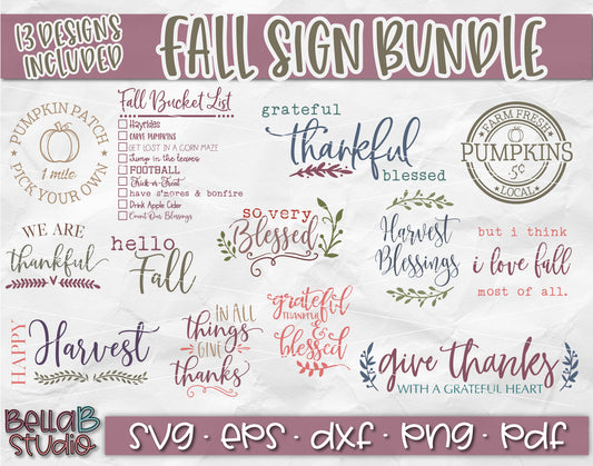 Autumn Quotes, Fall Sign SVG Bundle