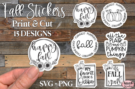 Fall Stickers, Clip Art, Print and Cut
