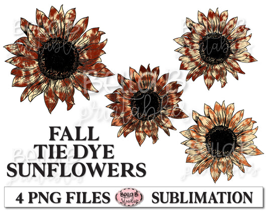 Fall Tie Dye Sunflower Sublimation Elements Bundle