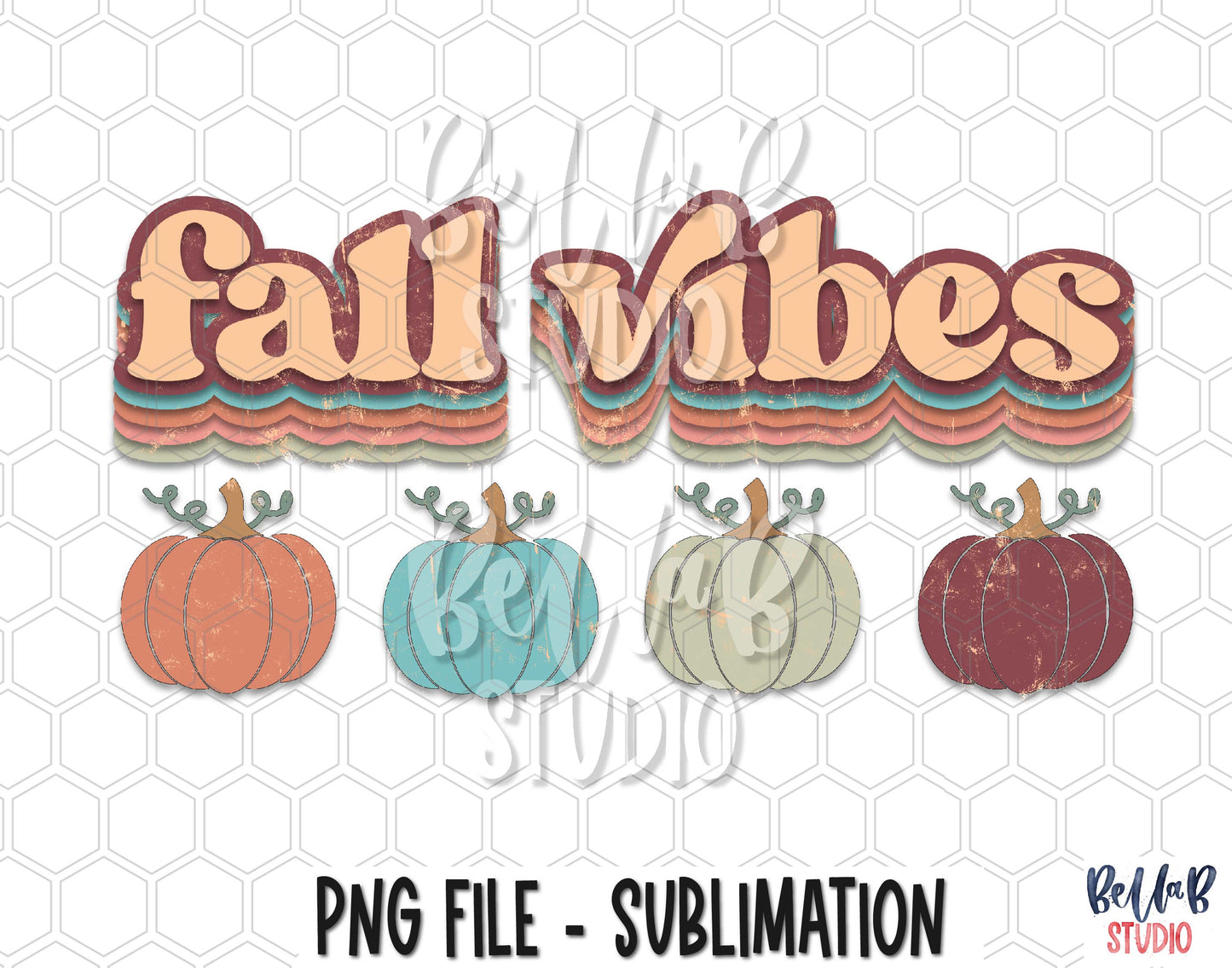 Fall Vibes Vintage Pumpkins Sublimation Design