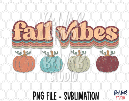 Fall Vibes Vintage Pumpkins Sublimation Design