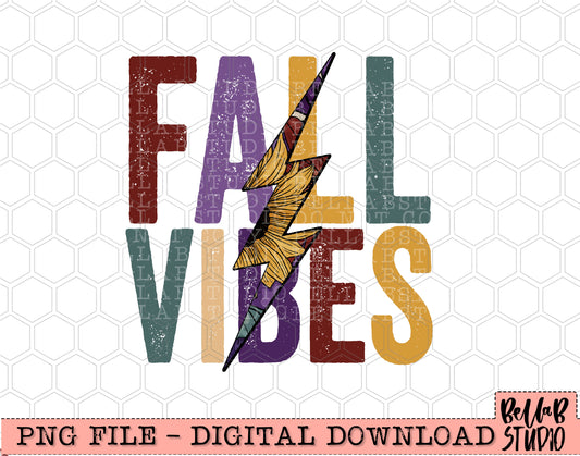 Fall Vibes Sunflower Lightning Bolt PNG Design