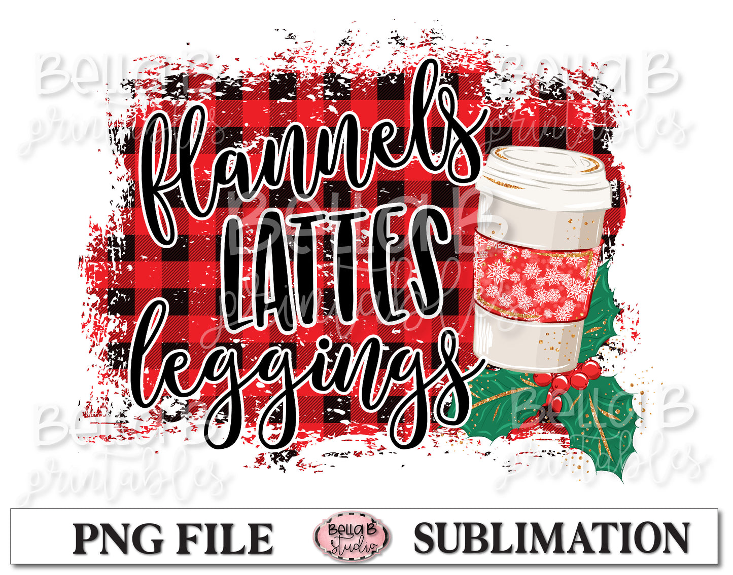 Flannels Lattes Leggings Sublimation Design