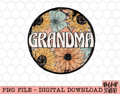 Retro Floral - Grandma Sublimation Design