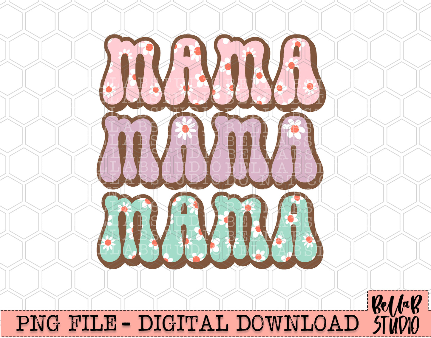 Floral Spring Retro Mama PNG Sublimation Design