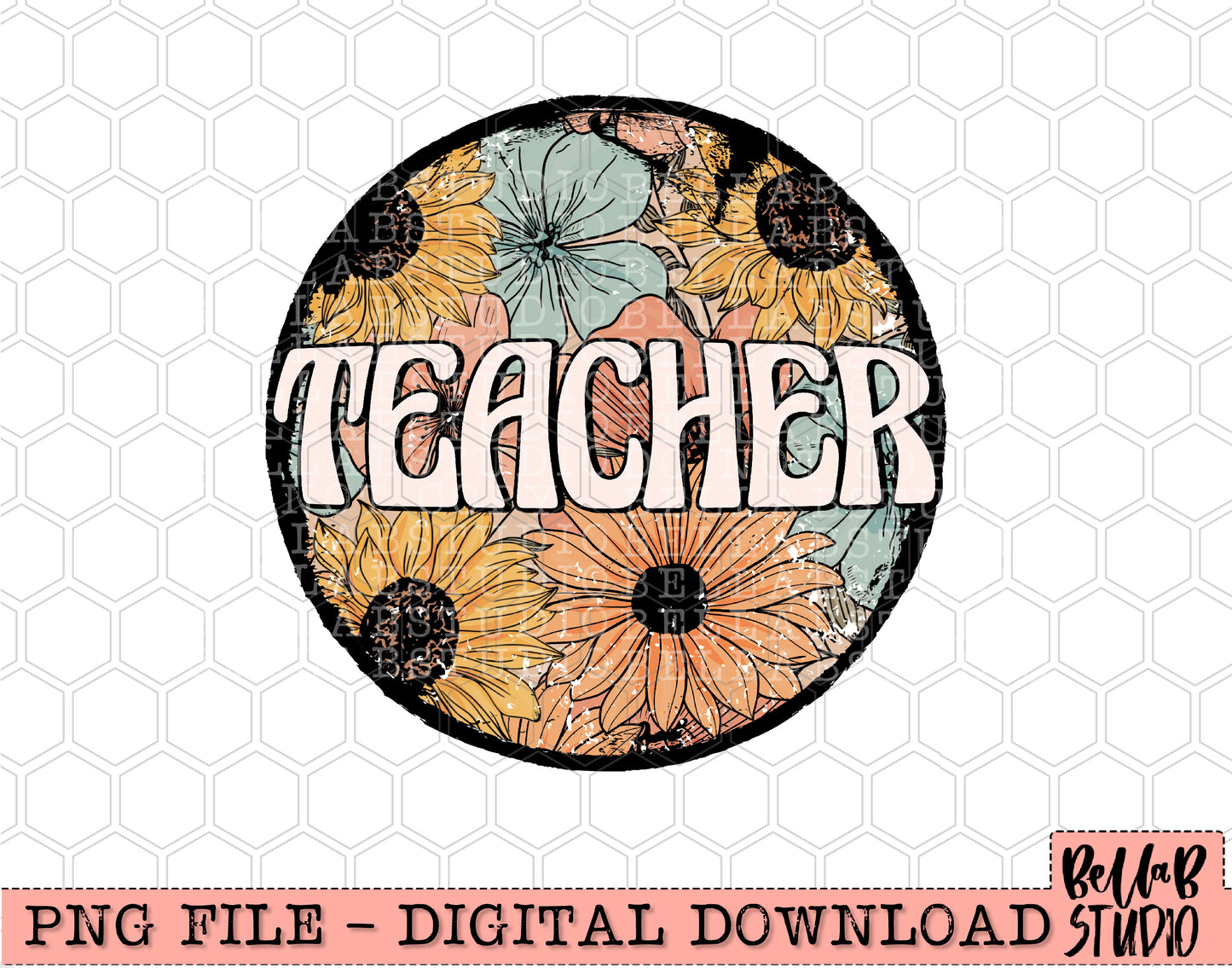Retro Floral - Teacher Sublimation Design