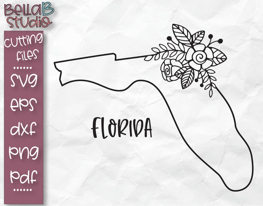 Floral Florida Map SVG File