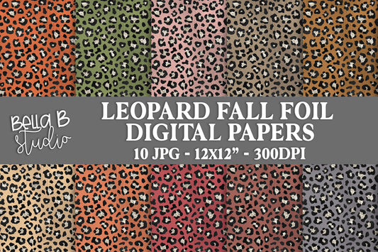Leopard Print Fall Metallic Foil Digital Papers