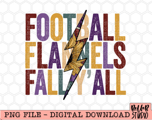 Football Flannels Fall Y'all Sunflower Lightning Bolt PNG Design