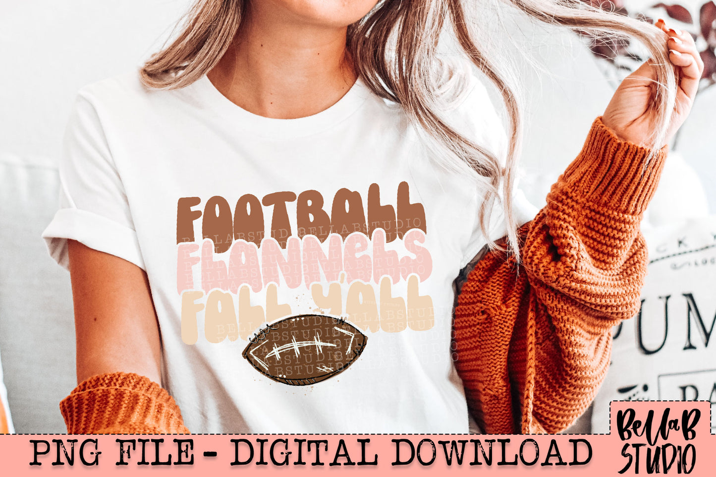 Football Flannels Fall Y'all Cute Pink Retro PNG Design
