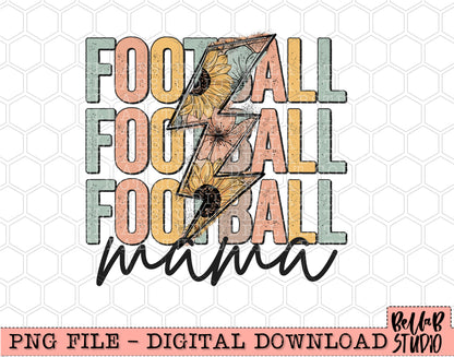 Football Mama Floral Bolt Sublimation Design