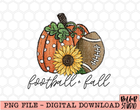 Football + Fall Sunflower Pumpkins PNG Design