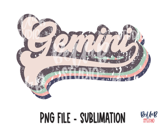 Retro Gemini Sublimation Design
