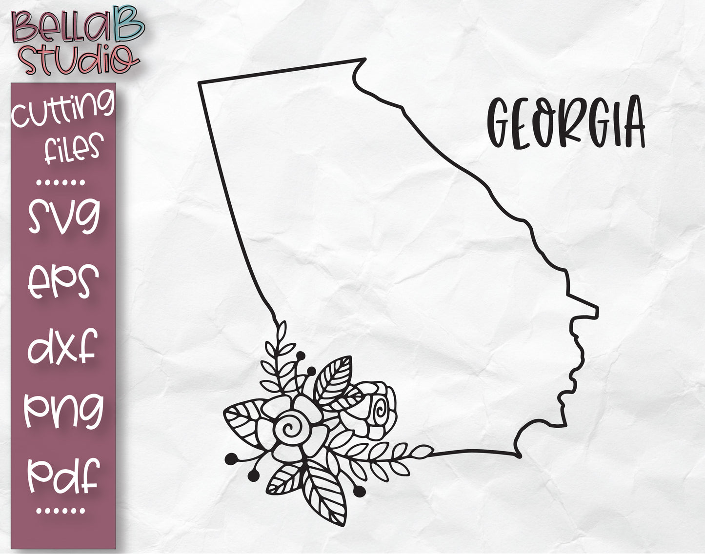 Floral Georgia Map SVG File