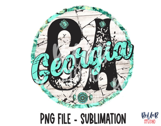 Georgia Turquoise Sublimation Design