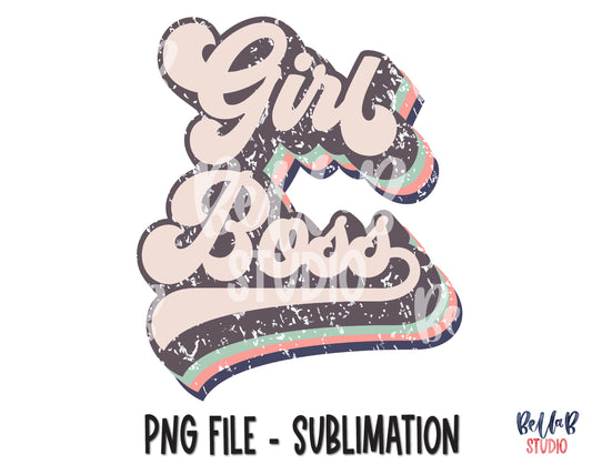 Retro Girl Boss Sublimation Design