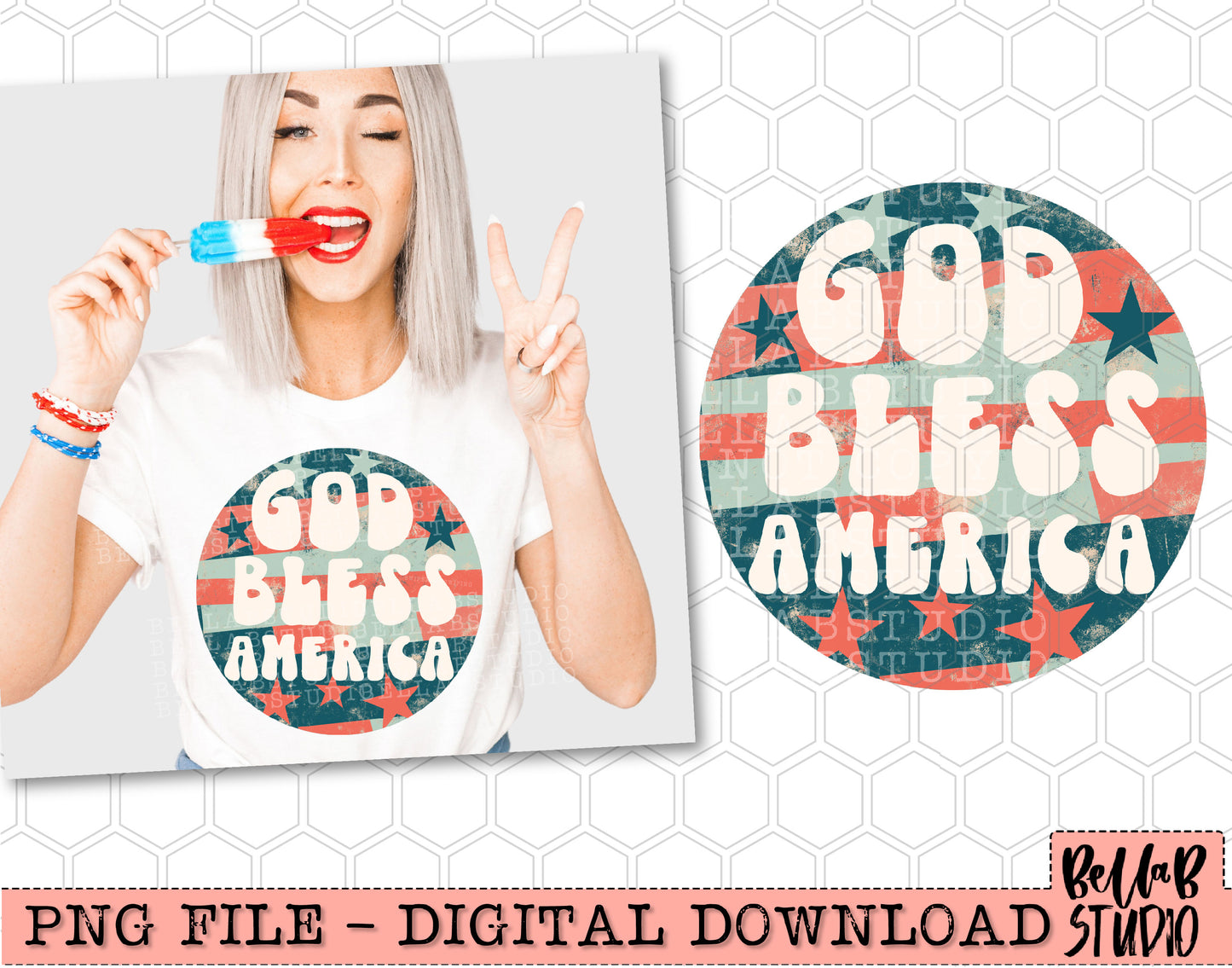 God Bless America Retro PNG Design