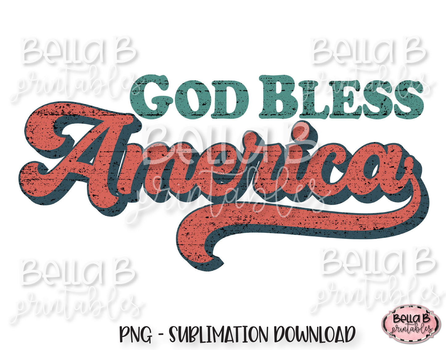 Vintage God Bless America PNG, Retro America Sublimation Design