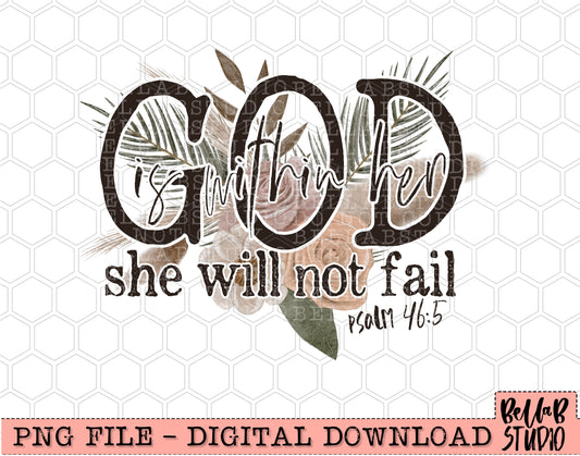 God Is Within Her She Will Not Fail PNG Design