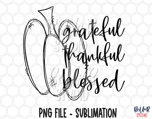 Black Grateful Thankful Blessed Sublimation Design