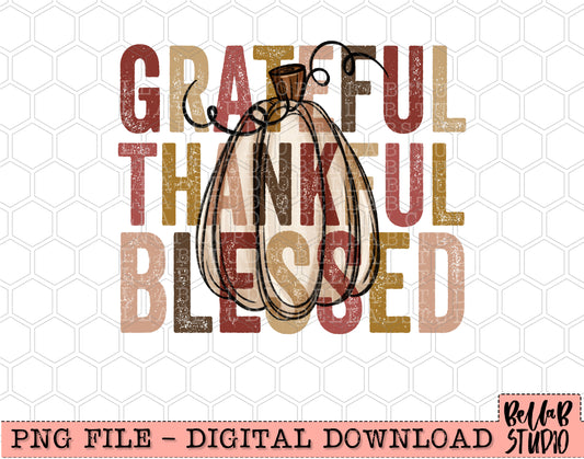 Grateful Thankful Blessed PNG Design