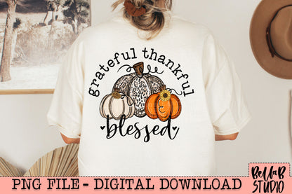 Grateful Thankful Blessed Pumpkins PNG Design