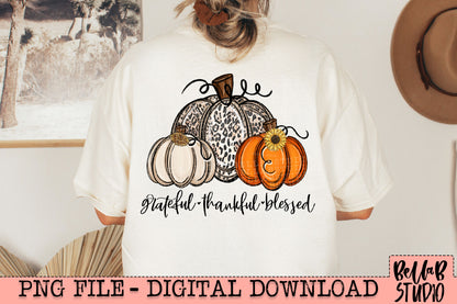 Grateful Thankful Blessed Pumpkins PNG Design