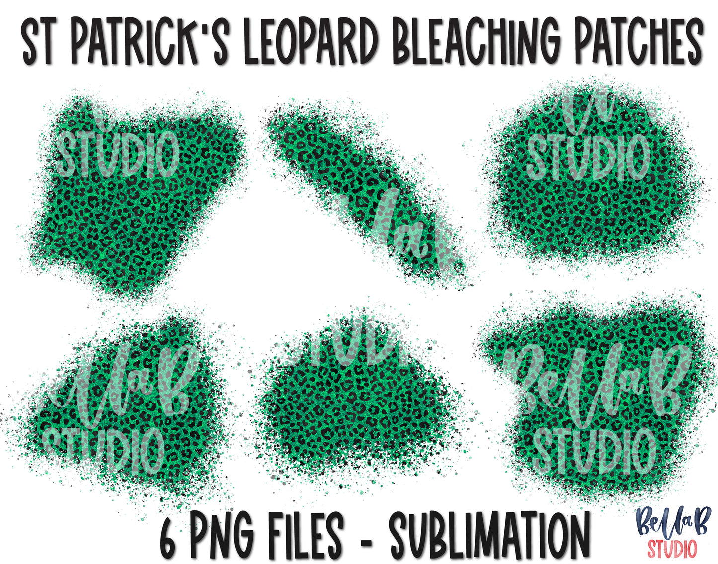 Green Leopard Sublimation Patches - T Shirt Bleaching Patches
