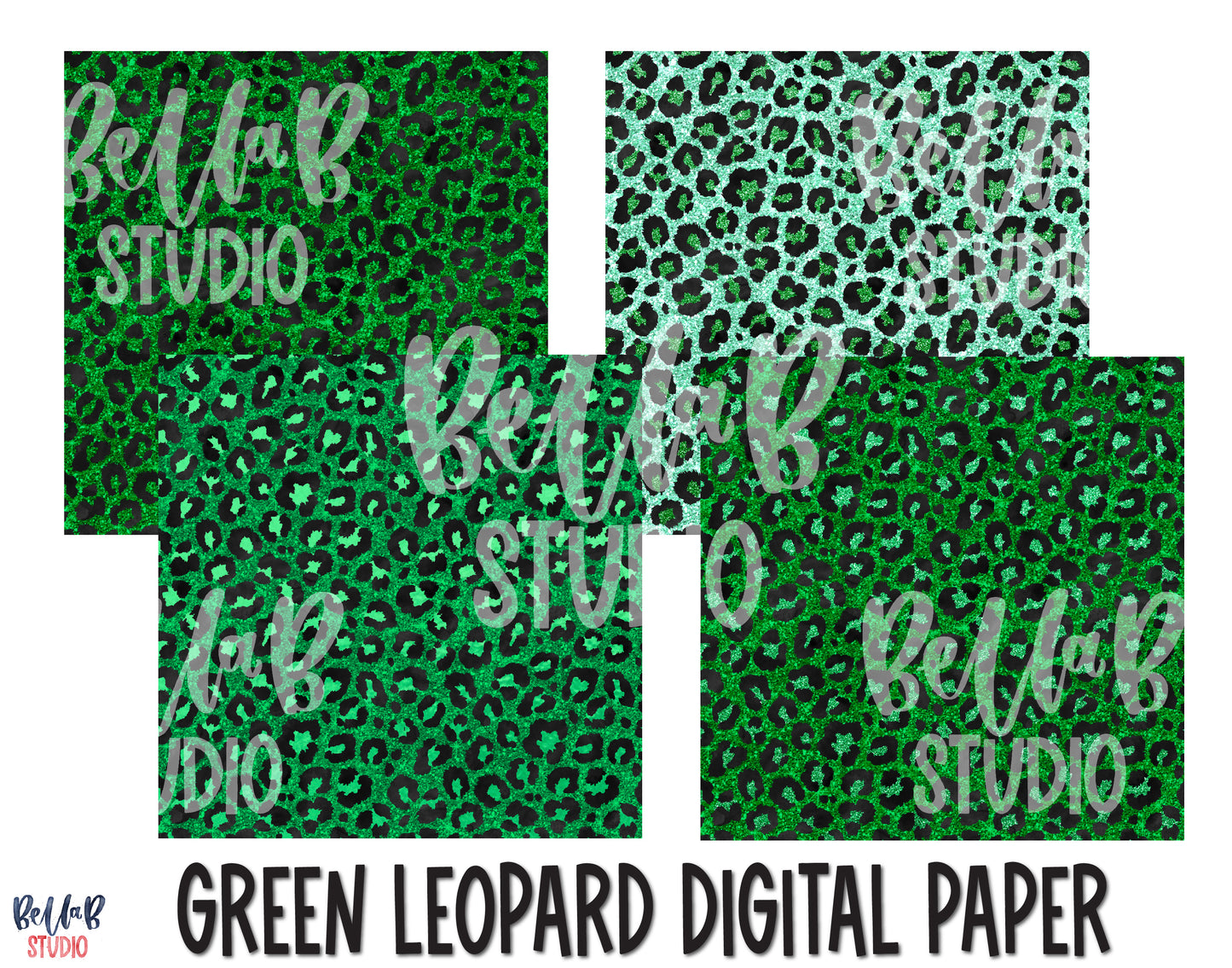 St Patricks Green Leopard Digital Papers