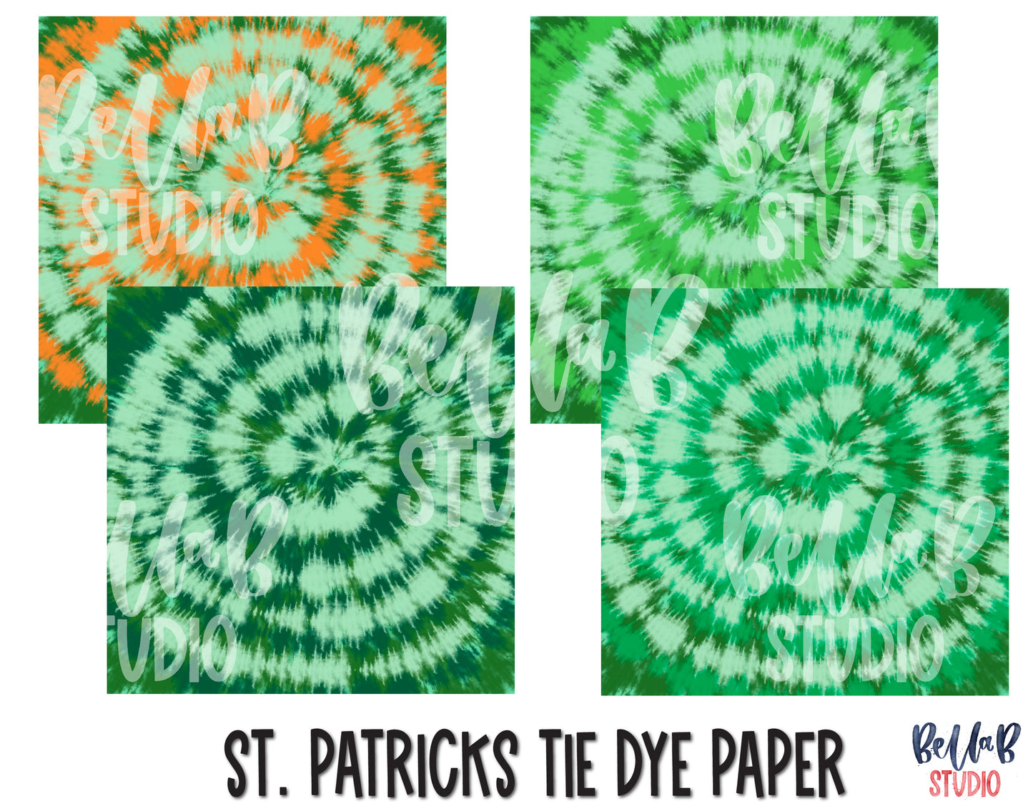 St Patricks Green Tie Dye Digital Papers