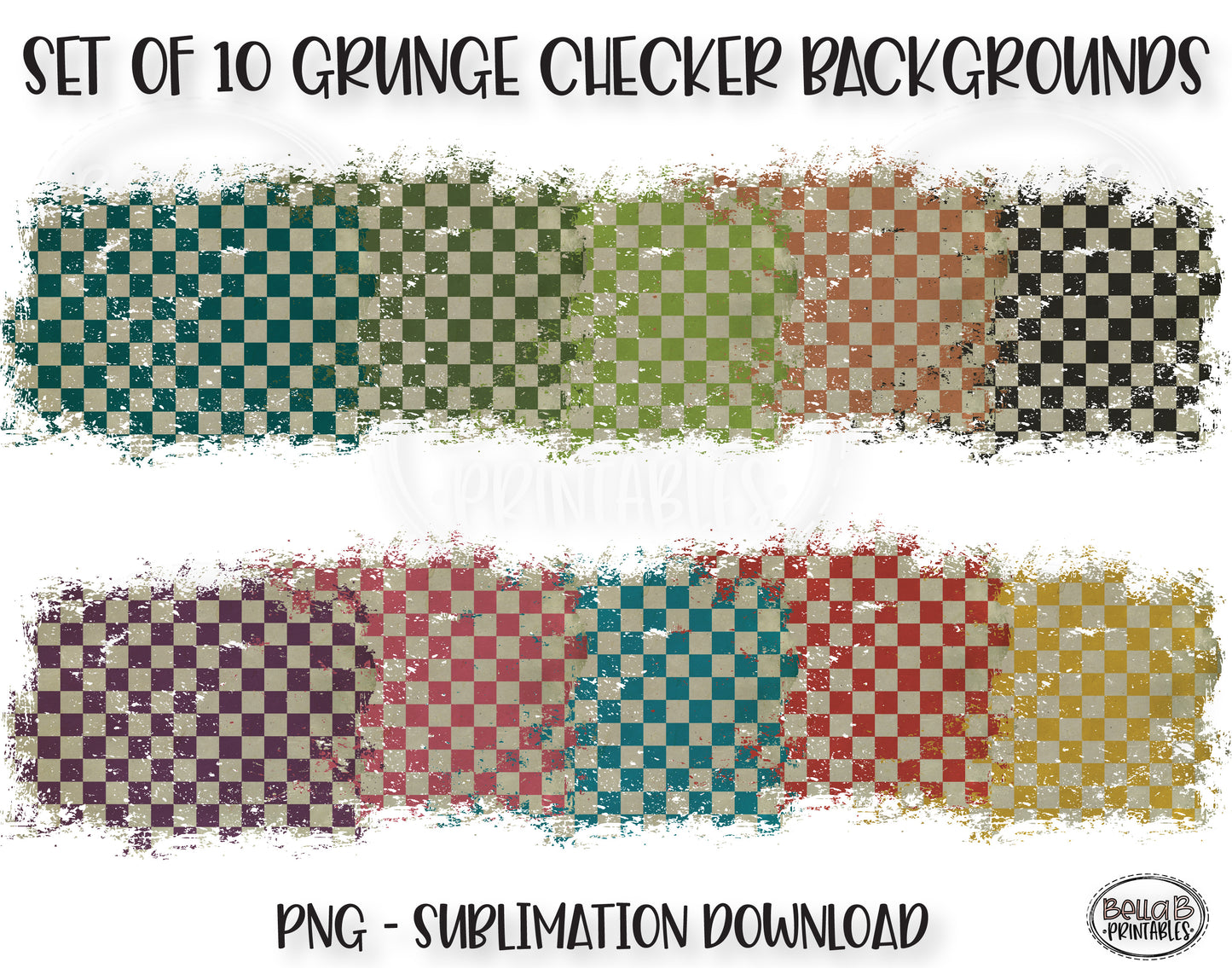 Dirty Grunge Checker Sublimation Background Bundle, Backsplash