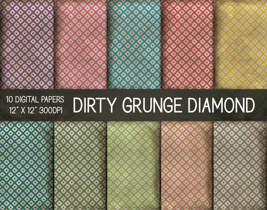 Dirty Grunge Diamond Digital Papers, Grunge Texture Paper