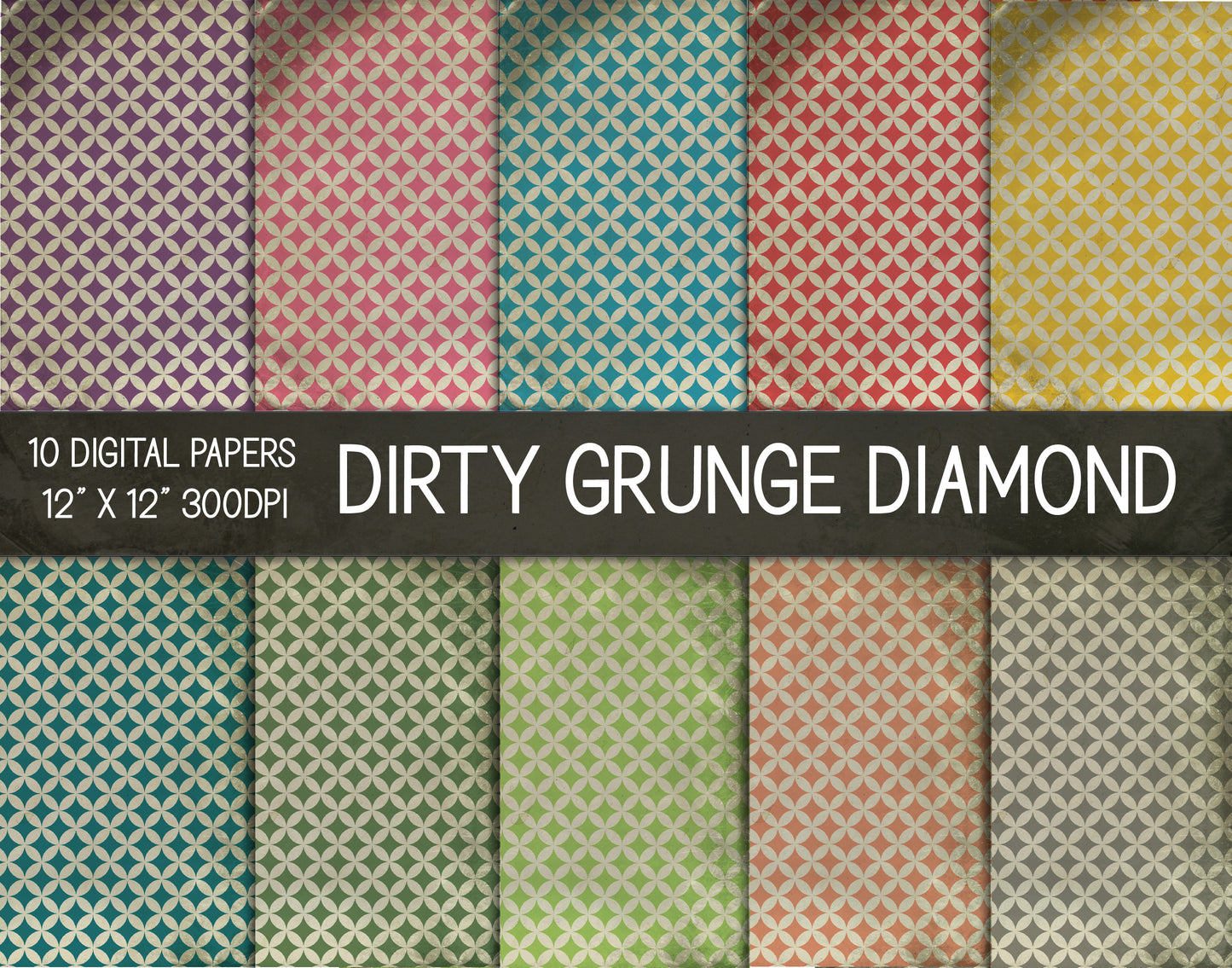 Dirty Grunge Diamond Digital Papers, Grunge Texture Paper