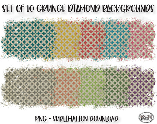 Dirty Grunge Diamond Sublimation Background Bundle, Backsplash