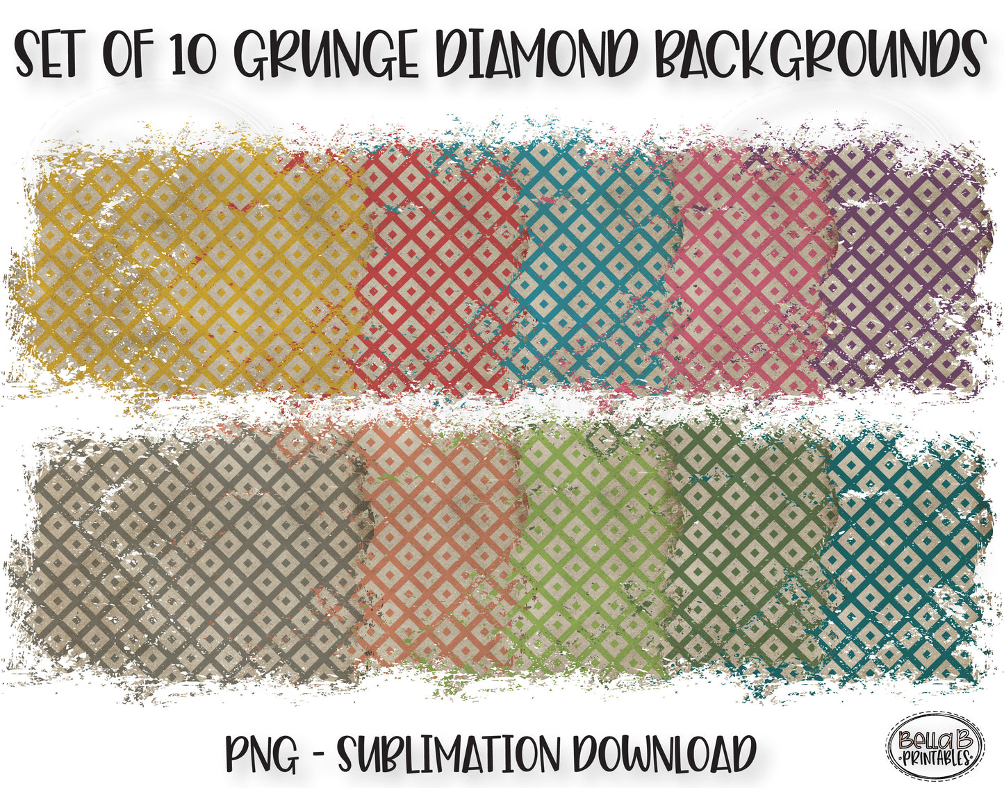 Dirty Grunge Diamond Sublimation Background Bundle, Backsplash