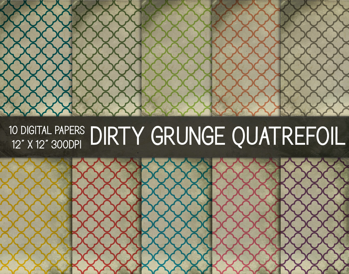 Dirty Grunge Quatrefoil Digital Papers, Grunge Texture Paper