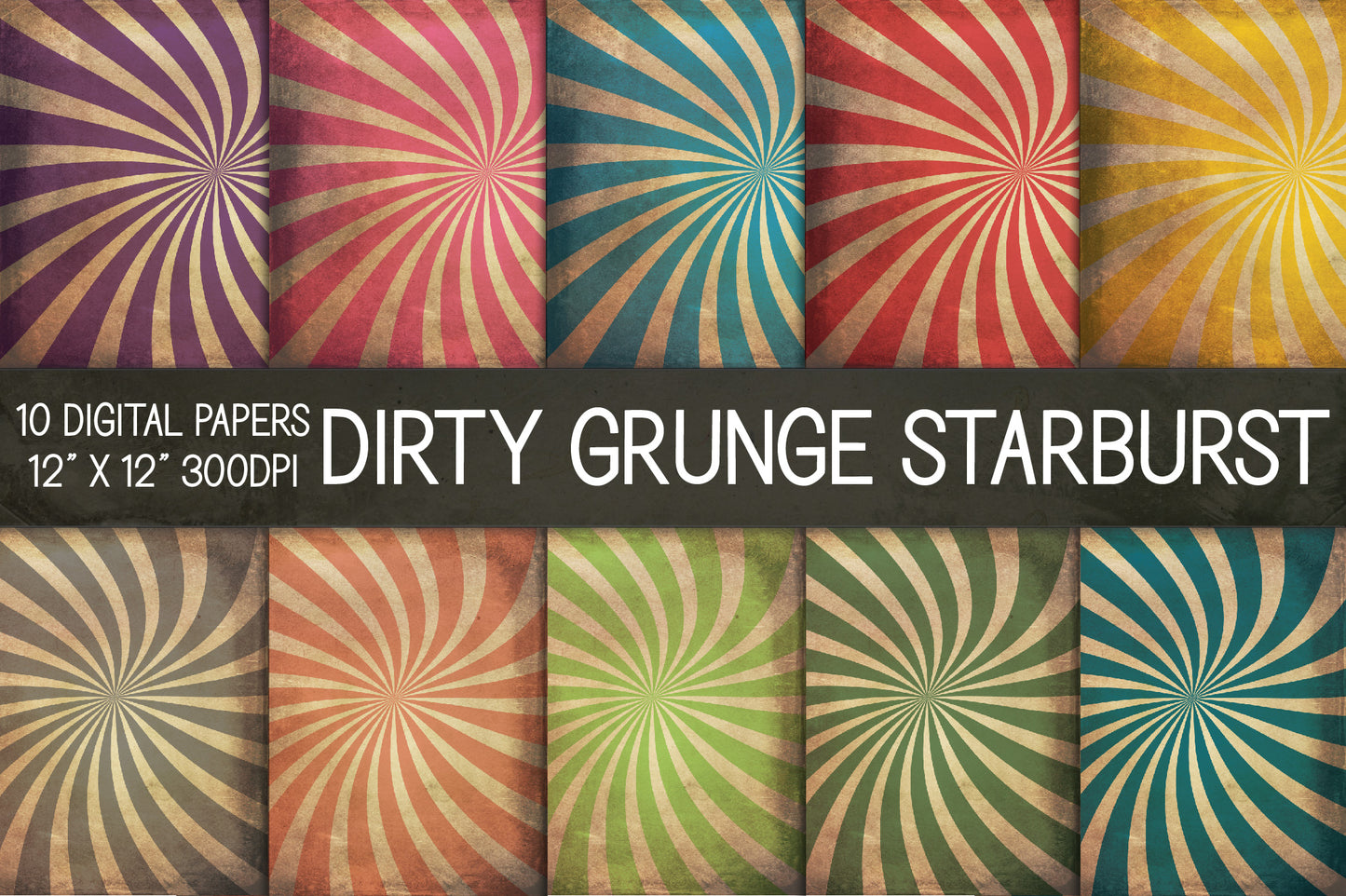 Dirty Grunge Starburst Digital Papers, Grunge Texture Paper