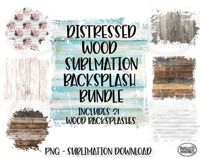 Distressed Wood Sublimation Background Bundle, Backsplash