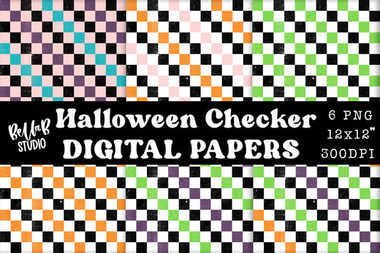 Halloween Checkered Digital Papers