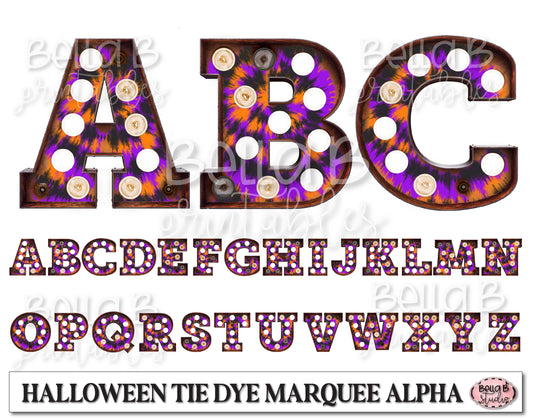 Halloween Tie Dye Marquee Alphabet Letters, Marquee Alphabet Set