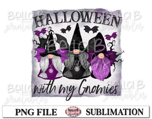 Halloween Gnomes Sublimation Design, Halloween With My Gnomies