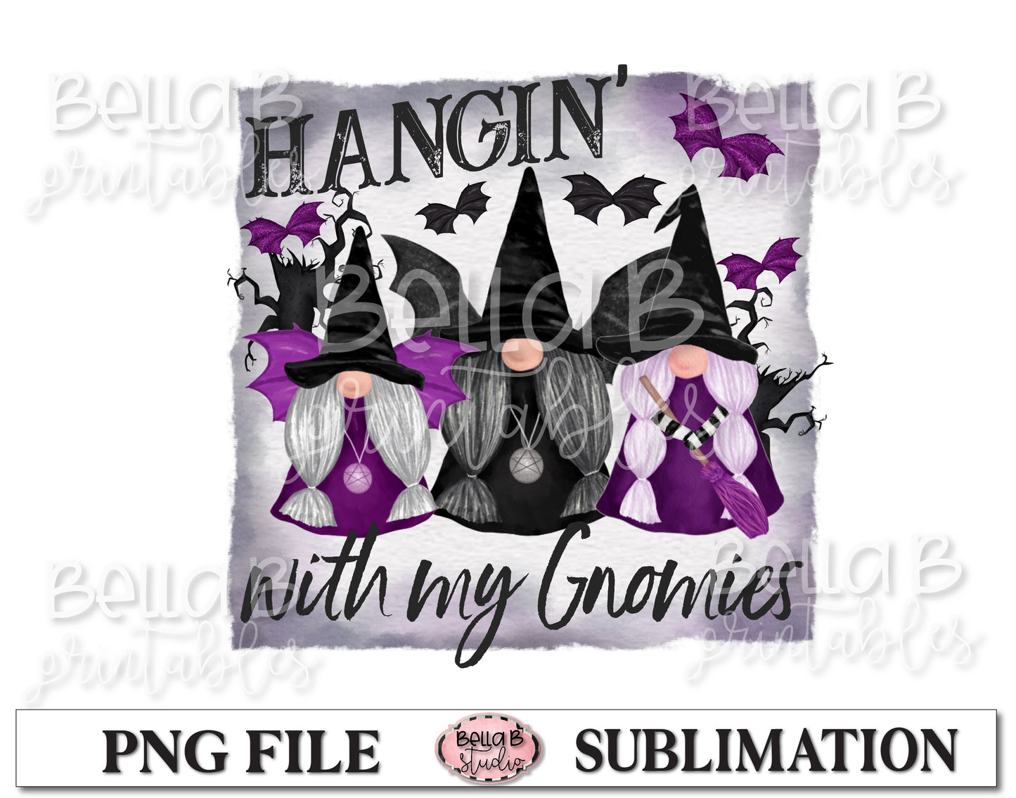 Halloween Gnomes Sublimation Design, Hangin' With My Gnomies