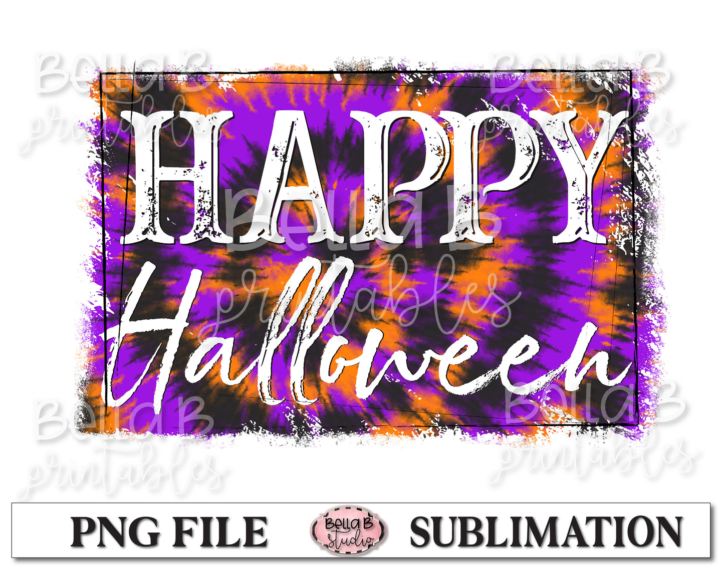 Tie Dye Happy Halloween Sublimation Design