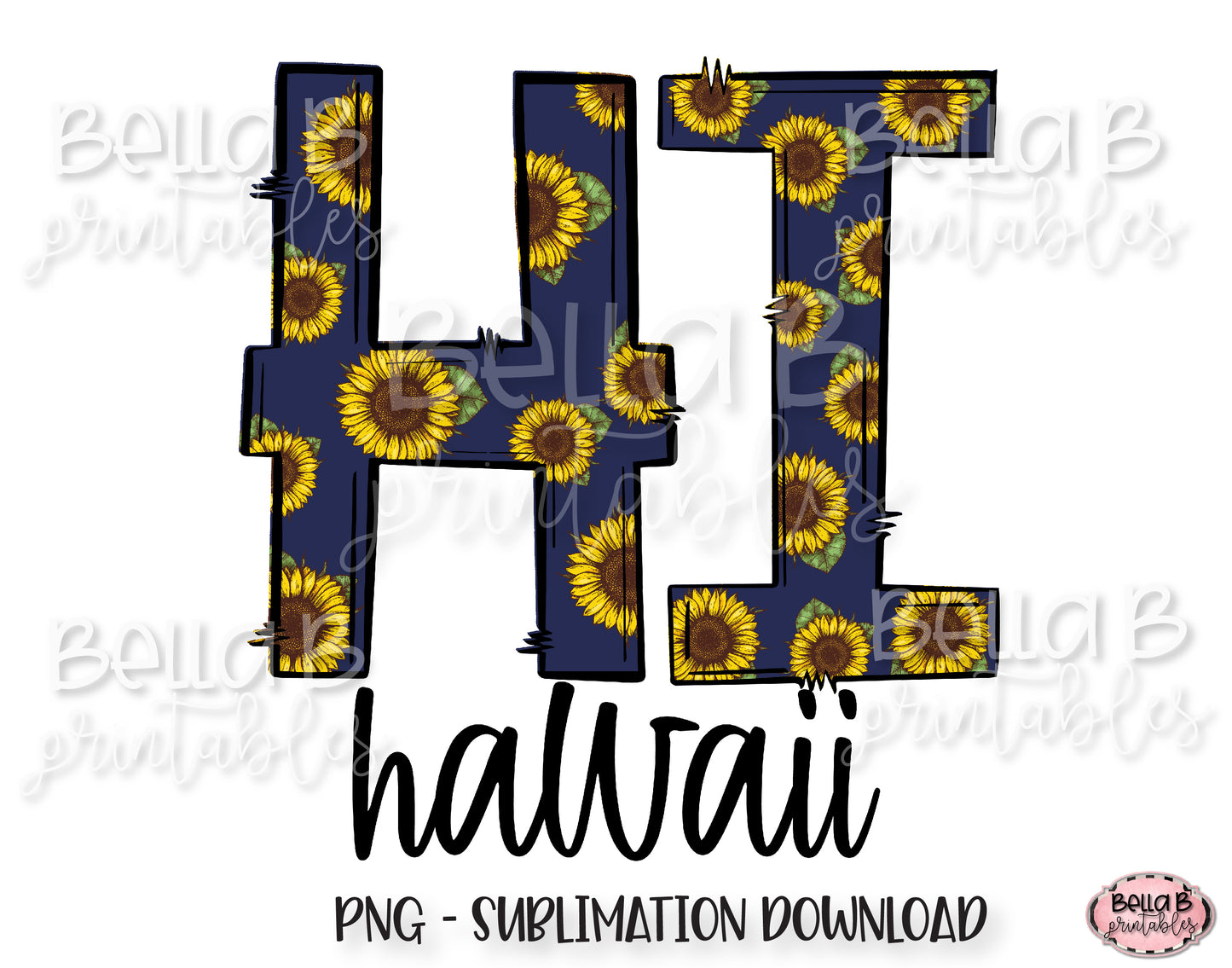 Sunflower Hawaii State Sublimation Design