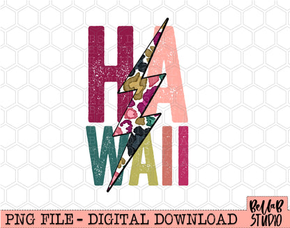 HAWAII Bright Leopard Bolt Sublimation Design