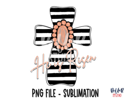He Is Risen Cross With Pink Gem Sublimation Design