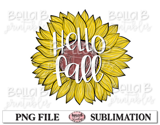 Hello Fall Sunflower Sublimation Design