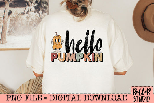 Hello Pumpkin Retro Mascot PNG Design