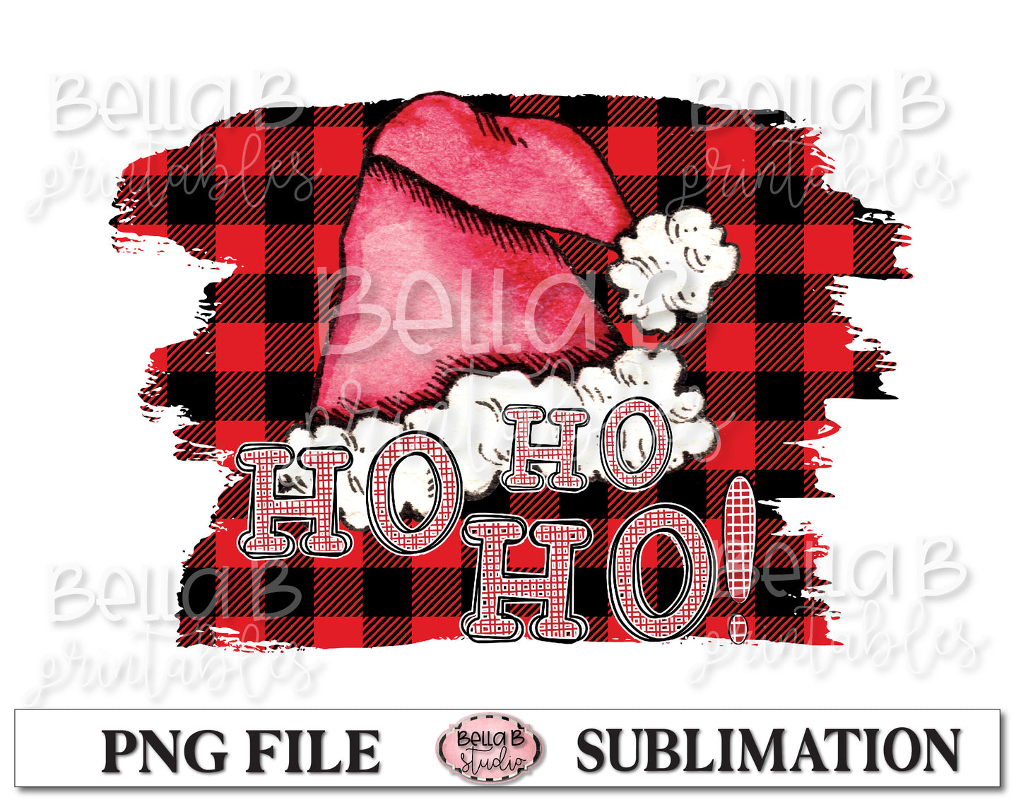 Plaid Ho Ho Ho Santa Hat Sublimation Design