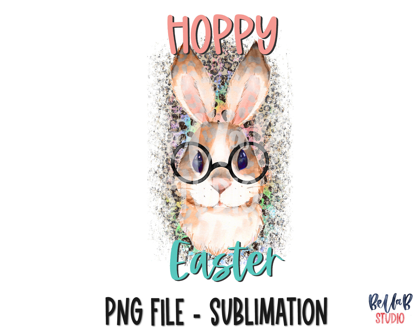 Hoppy Easter, Bunny with Glasses Sublimation Design